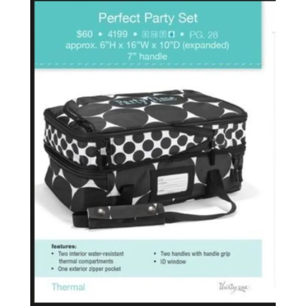 Thirty-One Perfect Party Set in black/white polka dot